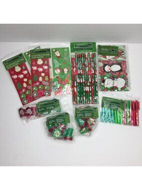 Christmas Party Goodie Grab Bag Notepads Pencils Pens Erasers Stampers Stickers